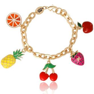 Juicy Couture Tropical Fruit Charm Bracelet in Gold Tone at Nordstrom, Size 7.5