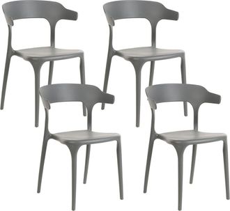 Beliani Conjunto de 4 sillas de jard&iacute;n gris