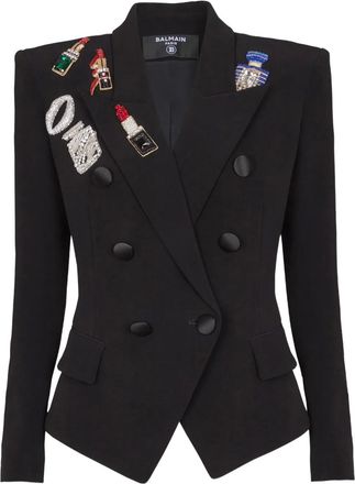 Balmain Giacca aderente con applicazioni - Nero