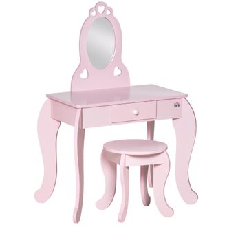 HOMCOM Tocador infantil 60x36x88 cm rosa