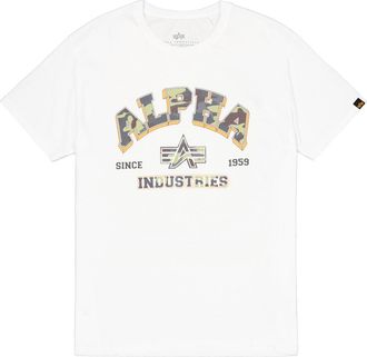 Alpha Industries T-Shirt ALPHA INDUSTRIES College Camo T-Shirt, Herren, Gr. XXL, weiss (wei&szlig;), Obermaterial: 100% Baumwolle, Shirts T-Shirt