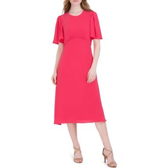Julia Jordan Flutter Sleeve Midi Dress in Coral at Nordstrom Rack, Size 10