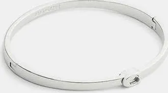 Coach Womens Thin Signature Hinged Bangle in Grey/Silver | Metal