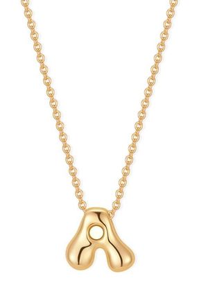 Brook & York Mini Pippa Bubble Initial Pendant Necklace in Gold A at Nordstrom