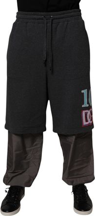 Dolce & Gabbana Dark Gray Cotton Layered Straight SweatMens Mens Pants