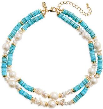 Kenneth Jay Lane Layered Chips Necklace in Turquoise at Nordstrom