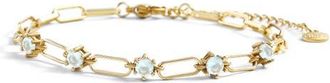 Mint & Lily Paperclip Bracelet with Gemstone Accents in March Aquamarine /7.5 at Nordstrom