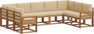 vidaXL Conjunto De Sof&aacute;s De Exterior 9 Uds. Natural Y Beige Vidaxl