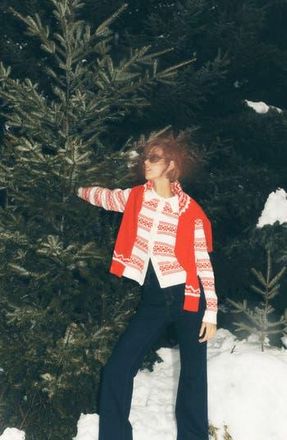 Boden Eliza Heart Fair Isle Wool, Cotton & Alpaca Blend Cardigan in Warm Ivory Red Fair Isle at Nordstrom Rack, Size X-Small