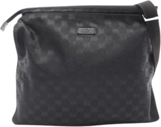 Gucci Pre-owned Vintage Canvas Shoulder Bag - Dames - Vintage Schoudertas - Zwart - ONE Size - Leer - Vintage
