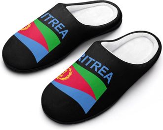 Generic Flag of Eritrea Funny Mens Cotton Slippers Soft Non-Slip Rubber Sole House Slipper Indoor Outdoor
