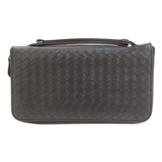 Bottega Veneta Black Leather Long Wallet (Bi-Fold) (Pre-Owned)