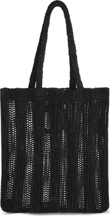 Pinko Womens Medium Easy Tote Bag Raffia Nero Limousine Shoulder