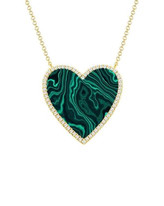 Sabrina Designs 14K 4.60 Ct. Tw. Diamond & Malachite Heart Necklace