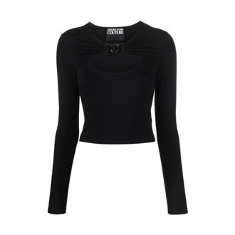 Versace Jeans Couture Long Sleeve Tops, female, Black, Size: XS Top