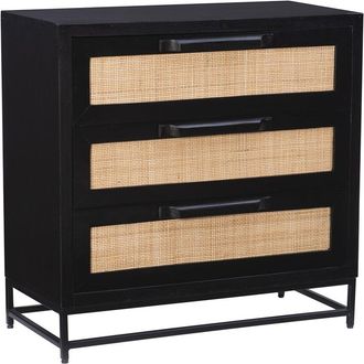 Linon Raphael Cane 3-Drawer Cabinet