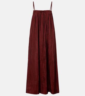 Saint Laurent Gathered taffeta midi dress