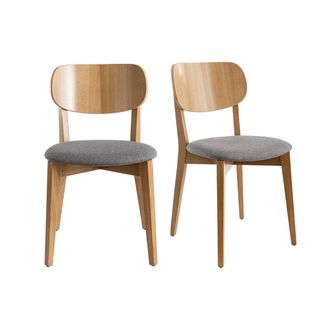 Miliboo Miliboo - Sillas Vintage Roble Y Asiento Gris Jaspeado (lote De 2) Lucia