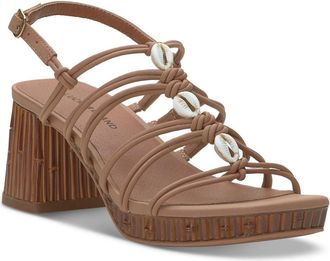Lucky Brand Bassie Sandals Womens Tan Brown Strappy Block Heel LION680