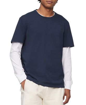 Calvin Klein Mens Smooth Cotton Solid Crewneck T-Shirt, Dark Sapphire, Large