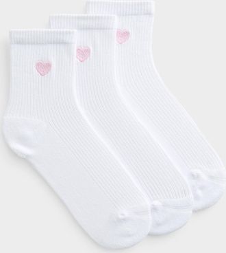 LEMON Womens Embroidered heart ultra-soft ankle socks 3-pack