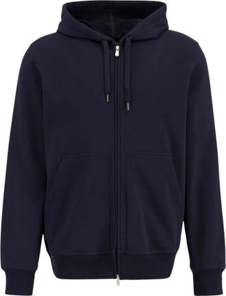 Brunello Cucinelli Cotton Zipped Hoodie - Heren - Vesten met rits - Blauw - L - Katoen - Hoodies & sweatvesten