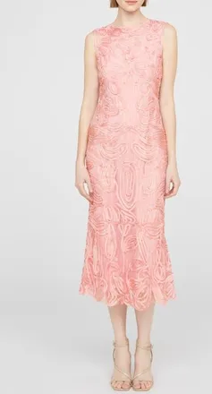 JS Collections Meli Soutache Cocktail Midi Dress in Peony at Nordstrom, Size 18