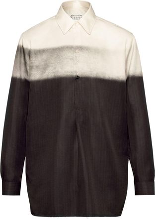 Maison Margiela Trompe loeil pinstripe-print shirt - women - Polyester - 42 - Neutrals