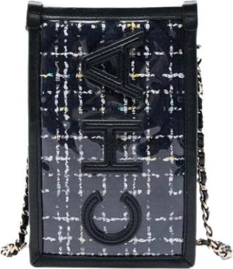 Chanel Pre-owned PVC Covered Tweed Crossbody Bag - Dames - Vintage Schoudertas - Zwart - ONE Size - Tweed - Vintage