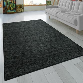 Paco Home Paco Home - Alfombra Salon De Habitacion Pelo Corto Fibra Natural Lisa A Mano Gabbeh 120x170 Cm, Antracita