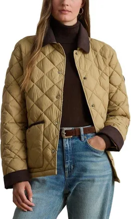 Lauren Ralph Lauren Diamond Quilted Jacket in Birch Tan at Nordstrom, Size X-Small
