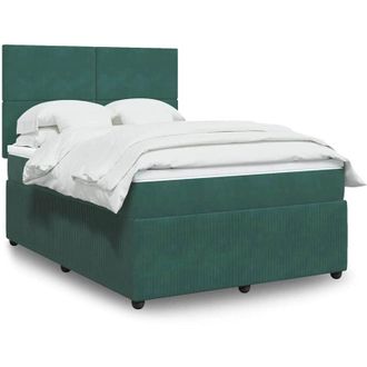 vidaXL Vidaxl - Cama Box Spring Con Colch&oacute;n Terciopelo Verde Oscuro 140x200 Cm