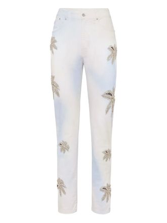 Philipp Plein rhinestone-embellished jeans - women - Cotton/Spandex/Elastane/Stone - 26 - White