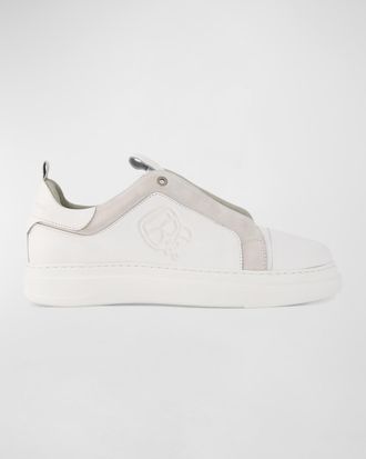 Karl Lagerfeld Men & apos;s Leather and Suede Karl Head Low-Top Sneakers