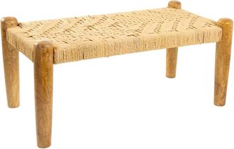 Wanderlust Deco Banqueta De Madera Y Cuerda Marr&oacute;n 90x44x35