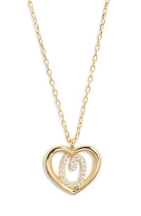 Argento Vivo Heart Cubic Zirconia Initial Pendant Necklace in Gold O at Nordstrom
