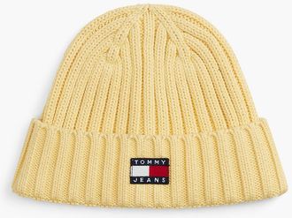 Tommy Hilfiger Womens Tommy Jeans Badge Rib-Knit Beanie - Day Lily