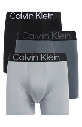 Calvin Klein Bold Logo 3-Pack Boxer Briefs in Black/Turbulence/Wolf Grey at Nordstrom Rack, Size X-Large