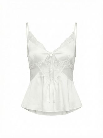 Self Portrait Satin Lace Top