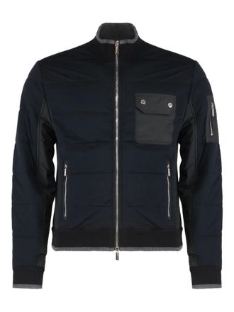 Moorer quilted panelled zip-up jacket - men - Modal/Elastane/Polyester - 56 - Black