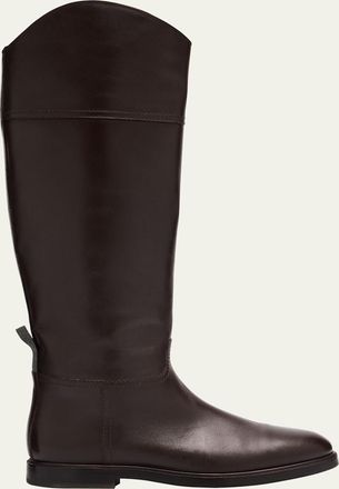 Brunello Cucinelli Mat Leather Equestrian Riding Boots