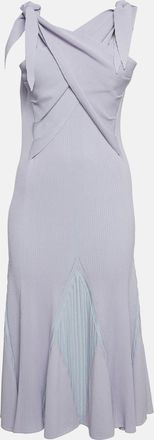 Roberto Cavalli Lavender Rib Knit Flared Midi Dress