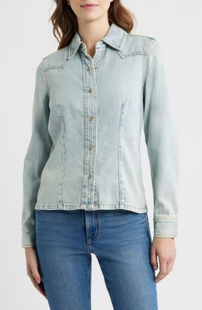 Rails Taina Denim Snap-Up Western Shirt in Bleached Indigo at Nordstrom, Size Xx-Small
