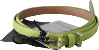 Scervino Street Womens Green Leather Chartreuse Silver Buckle Belt - Size 85 cm