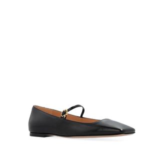 Gianvito Rossi Womens Black Calfskin Ballet Flats