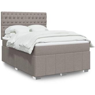 vidaXL Vidaxl - Cama Box Spring Con Colch&oacute;n Tela Gris Taupe 140x200 Cm