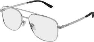 Gucci Aviator Optisch Montuur - Dames - Brillen - Grijs - 57 MM - Accessoires