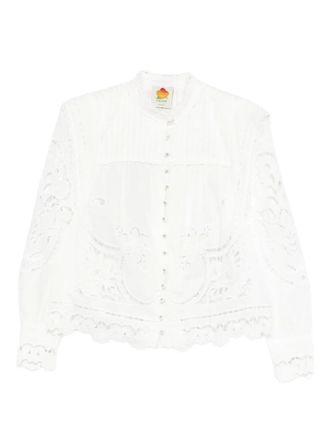 Farm Rio lace embroidered top - White