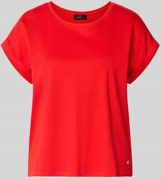 Monari Relaxed Fit T-Shirt mit Logo-Applikation Modell Pima in Hellrot, Gr&ouml;&szlig;e 34