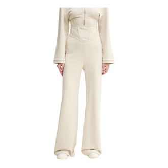 Pinko Pantaloni a Palazzo con Vita a Corsetto - - Trousers - Donna - Beige - M